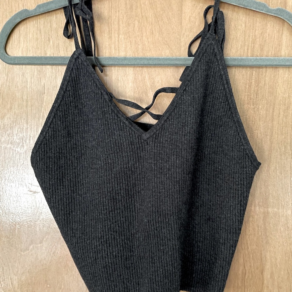 la hearts sweater tie up tank